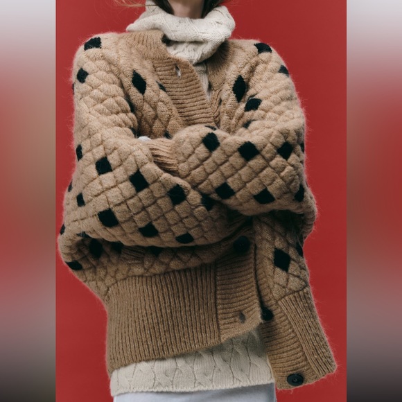 Bloggers Favorite- ZARA NEW WOMAN QUILTED KNIT JACKET CARDIGAN CAMEL 580… - Picture 5 of 12